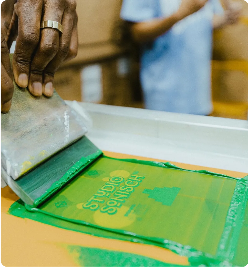 Screen printing process with green ink